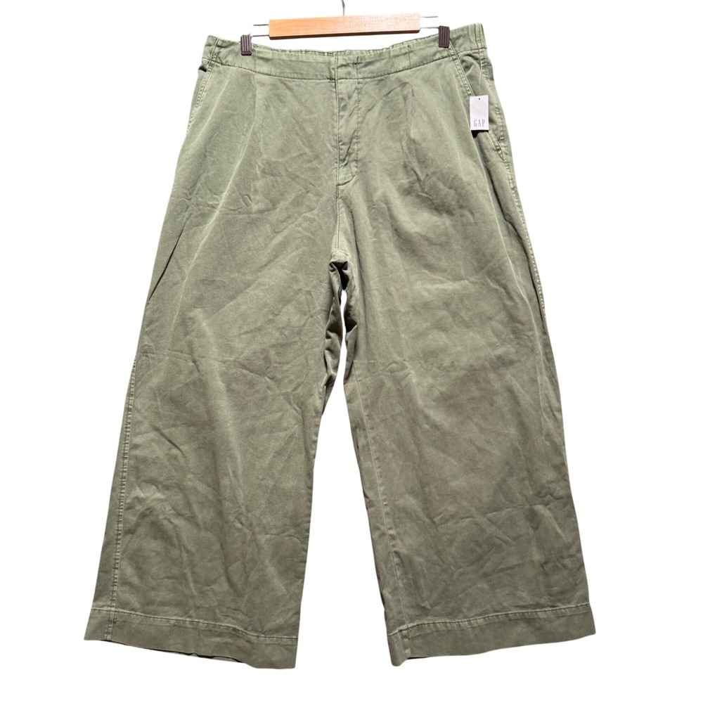 Gap Ultra Wide Leg Pants Womens Large Petite Green Cotton Twill Baggy Skater